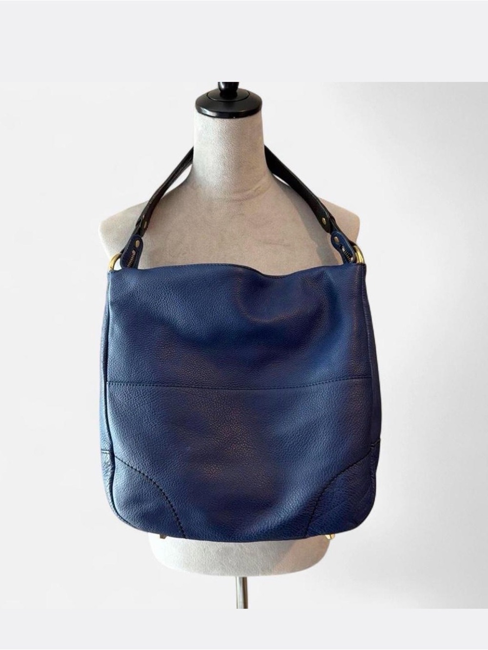 orYany  Adele  Royal Blue and Cream  Pebbled Leather Hobo Shoulder Bag